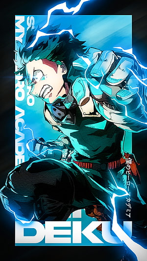 Izuku Midoriya Full Power Action Art from My Hero Academia Anime HD phone wallpaper