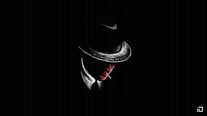 Mysterious Mafia Boss in Fedora and Red Tie, Minimalist Dot Art Portrait on Black Background HD wallpaper