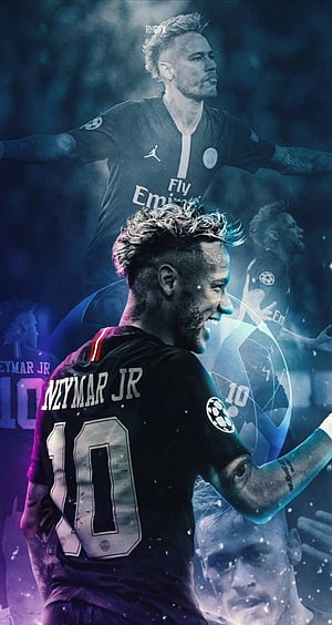 Neymar Jr Paris Saint-Germain Number 10 Jersey Football Player Portrait HD phone wallpaper