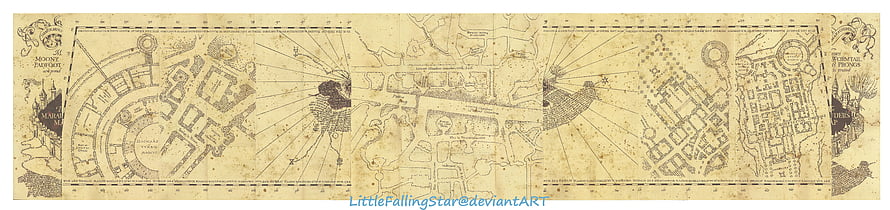 The Marauder's Map from Harry Potter: Vintage Parchment City Plan with Hidden Locations HD wallpaper