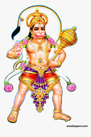 Hanuman Devotional Illustration in Traditional Attire with Mace and Golden Crown, anjaneya swamy HD phone wallpaper