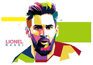 Lionel Messi Geometric Low Poly Portrait with Vibrant Colorful Abstract Shapes HD wallpaper