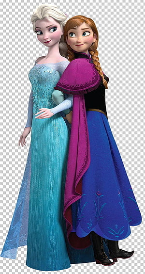 Elsa and Anna from Frozen 2 in Elegant Gowns on Transparent Background HD phone wallpaper