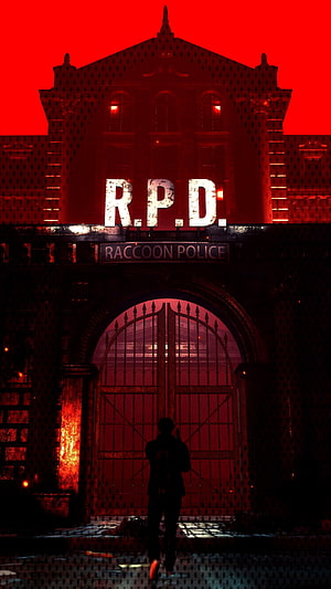 Resident Evil 3 Remake Raccoon Police Department Night Scene HD phone wallpaper
