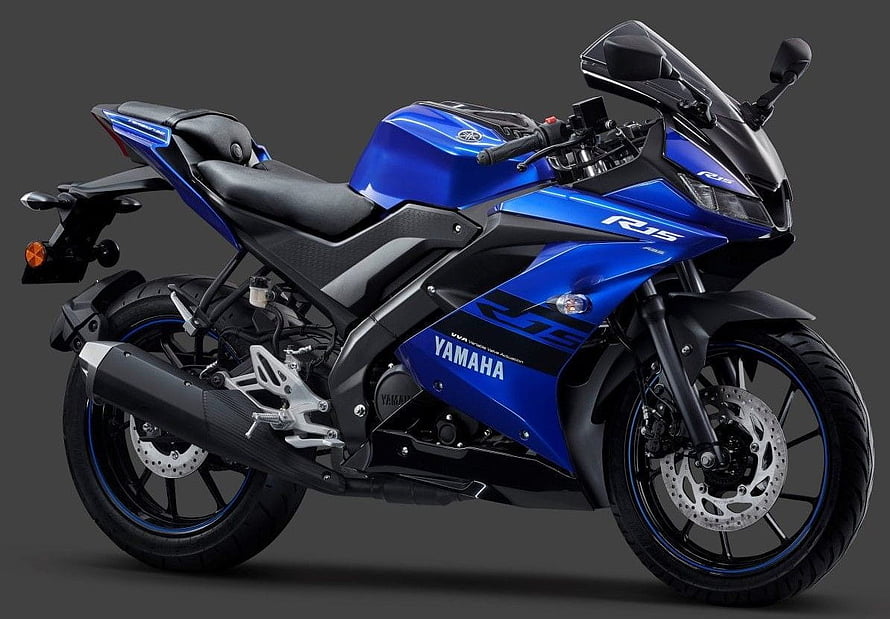 Yamaha R15 V3 Blue Sport Motorcycle Studio Shot HD wallpaper