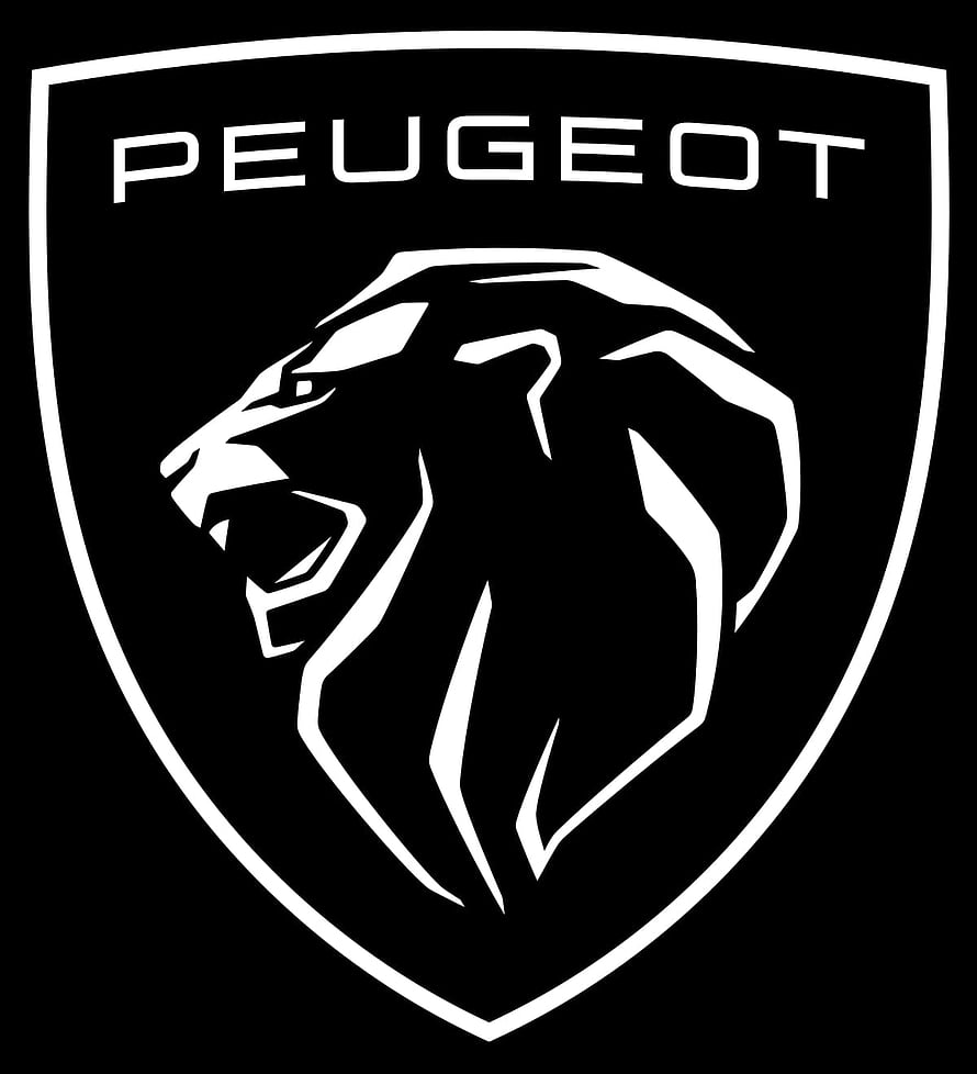Peugeot Lion Crest Emblem in High Contrast Black and White Vector Style HD phone wallpaper