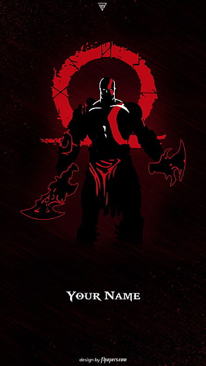 Kratos Silhouette with Dual Blades and Red Halo in Dark Fantasy Style HD phone wallpaper