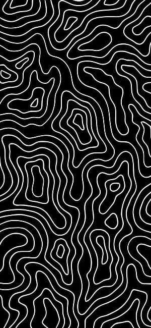 Abstract Black and White Topographic Contour Line Pattern HD phone wallpaper