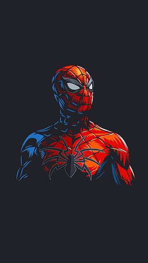 Spider-Man Dark Minimalist Vector Portrait with Bold Web Pattern on Black Background HD phone wallpaper