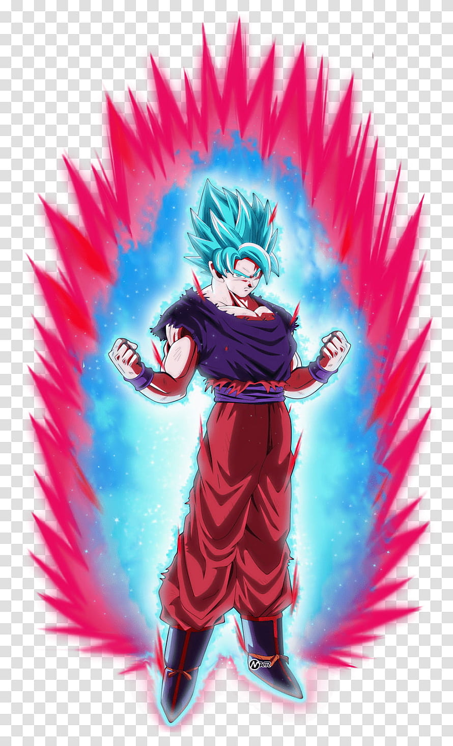 Goku Super Saiyan Blue Kaioken Anime Character with Red Aura HD phone wallpaper