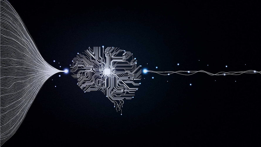 Circuit Board Brain Concept with Neural Network Data Flow on Dark Background HD wallpaper