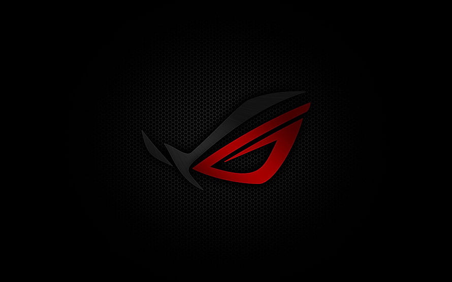Asus ROG Gaming Logo on Dark Hexagonal Mesh Background HD wallpaper