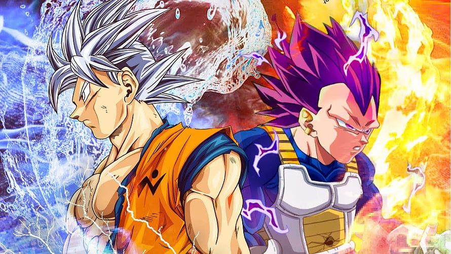 Goku Ultra Instinct and Vegeta Ultra Ego Back to Back in Dragon Ball Super Anime Art HD wallpaper