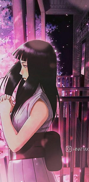 Hinata Hyuga Anime Character in Sakura Blossom Setting HD phone wallpaper