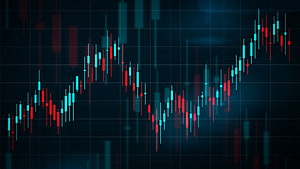 Candlestick Chart Pattern on Dark Grid Background for Trading Analysis HD wallpaper