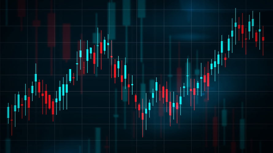 Candlestick Chart Pattern on Dark Grid Background for Trading Analysis HD wallpaper