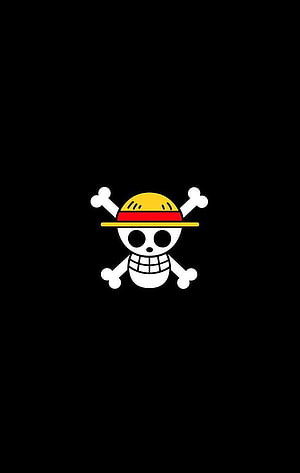 Monkey D Luffy Jolly Roger Jolly Roger Skull and Crossbones Logo on Black Background HD phone wallpaper