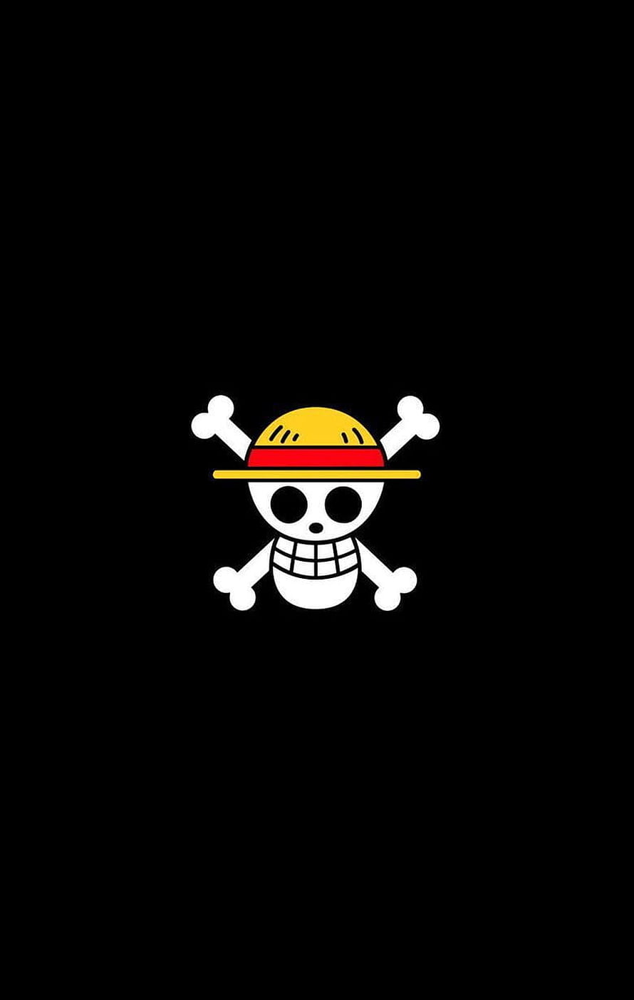 Monkey D Luffy Jolly Roger Jolly Roger Skull and Crossbones Logo on Black Background HD phone wallpaper