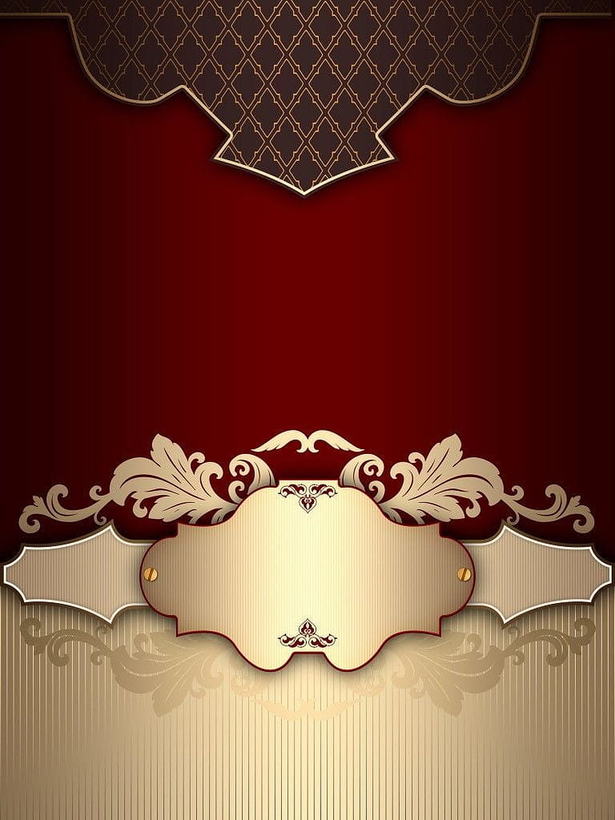 Elegant Islamic Wedding Invitation Template with Ornate Gold and Deep Red Decorative Frame HD phone wallpaper
