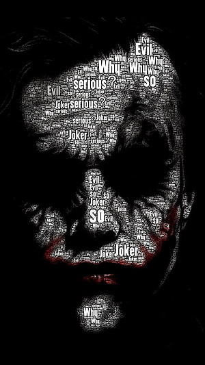 Joker Word Art Portrait with Why So Serious Phrase on Black Background HD phone wallpaper