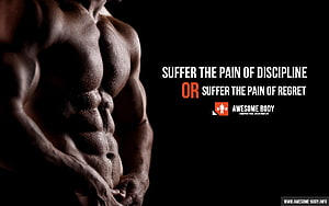 Motivational Bodybuilder Torso With Discipline Quote On Black Background HD wallpaper