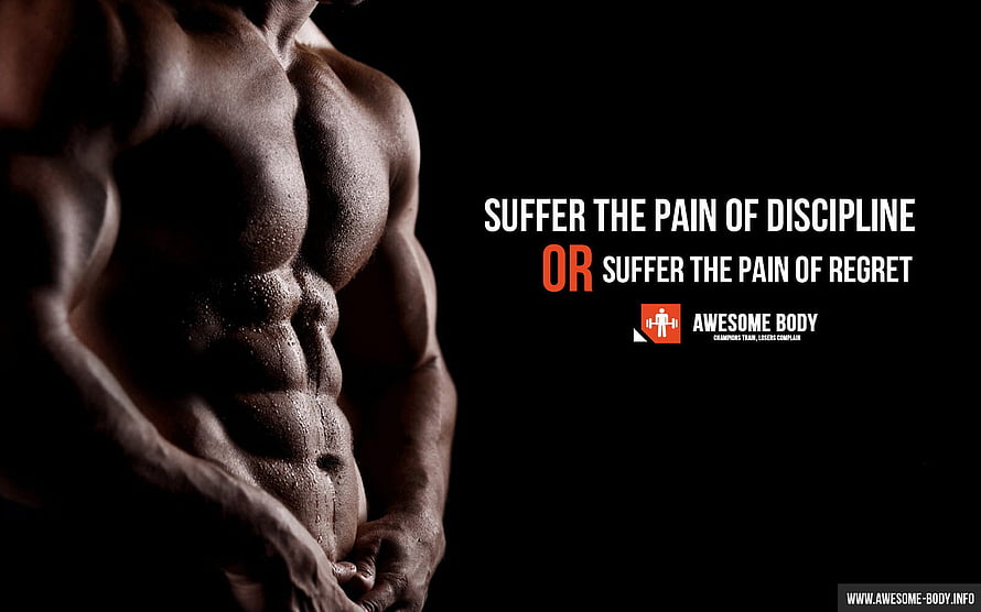 Motivational Bodybuilder Torso With Discipline Quote On Black Background HD wallpaper