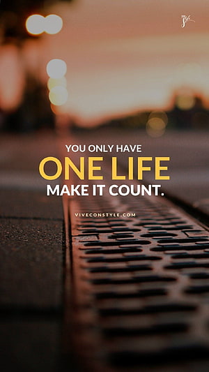 Inspirational One Life Quote on Sunset Road with Bokeh Lights HD phone wallpaper