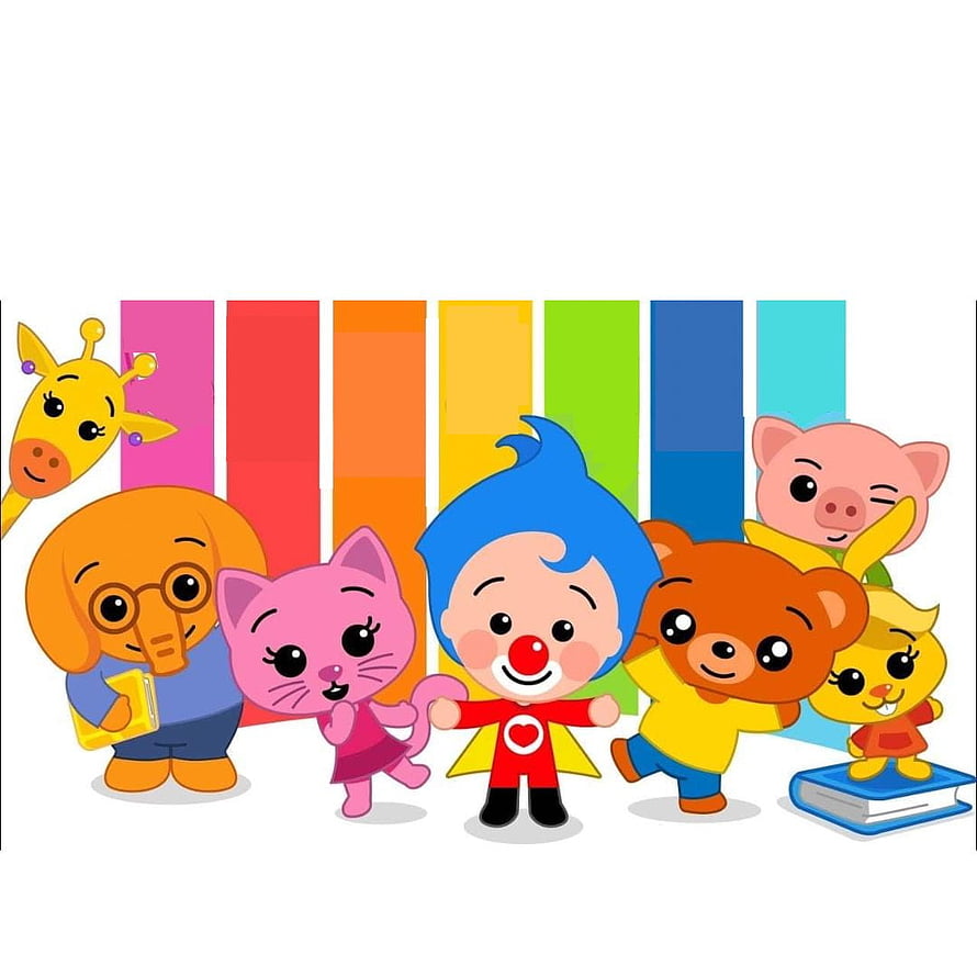 Plim Plim the Clown with Animal Friends in Colorful Cartoon Illustration HD phone wallpaper