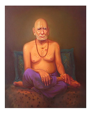 Portrait of Swami Samarth in Meditation with Traditional Markings and Mala Beads HD phone wallpaper