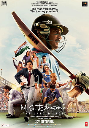 M.S. Dhoni: The Untold Story Movie Poster Featuring Cricket Legend and Ensemble Cast HD phone wallpaper