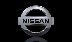 Nissan Chrome Emblem on Black Background with Reflection HD wallpaper