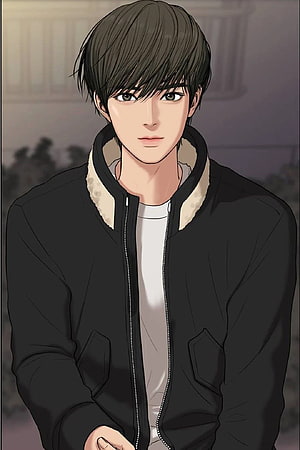 Korean Webtoon Male Character in Black Bomber Jacket with Shearling Collar HD phone wallpaper
