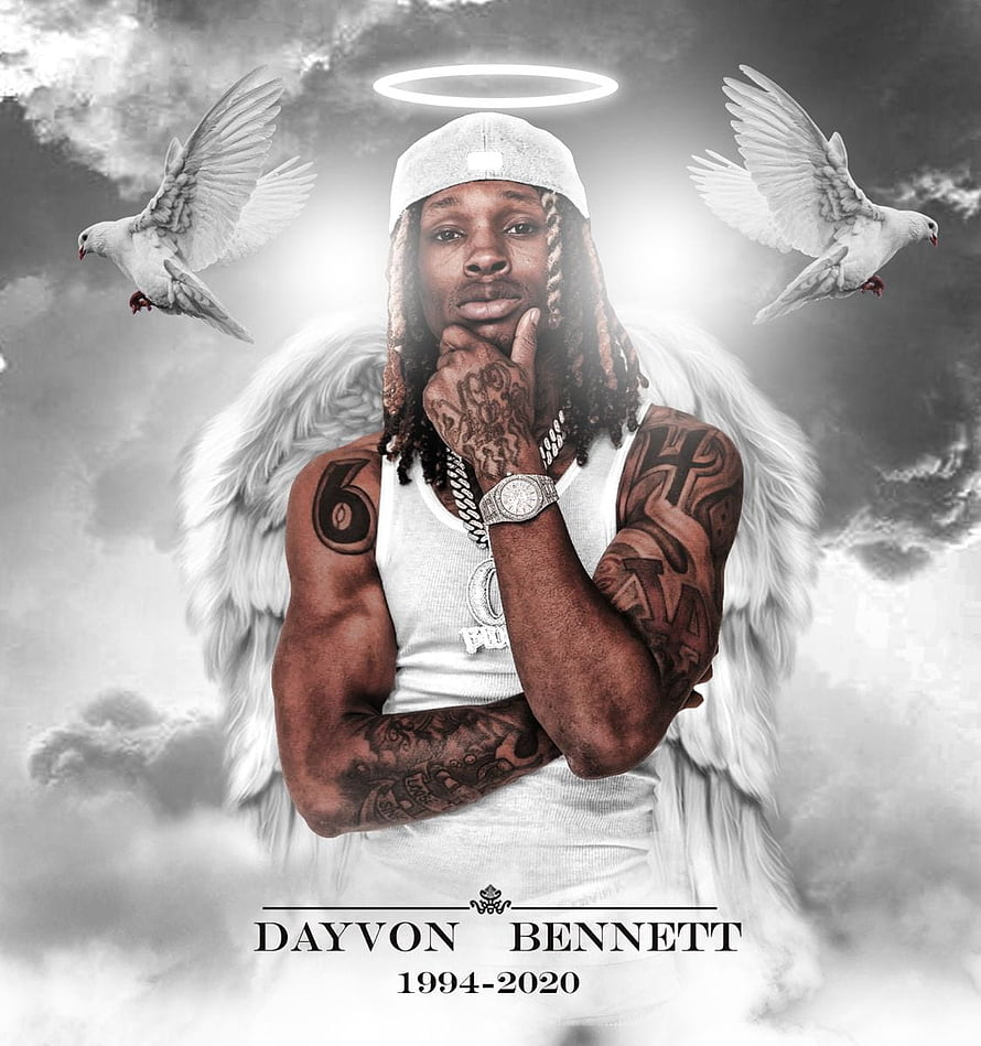 Dayvon Bennett Memorial Portrait with Angel Wings and Doves HD phone wallpaper