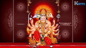 Panchmukhi Hanuman with Five Faces and Multiple Arms Holding Divine Weapons, Panchmukhi Hanuman Full, panchmukhi hanuman ji HD wallpaper