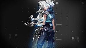 Jett from Valorant in Stylized Digital Art with Glowing Blue Energy HD wallpaper