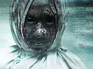 Hantu Pocong Indonesian Ghost Horror Portrait with Wounds and Headscarf HD wallpaper
