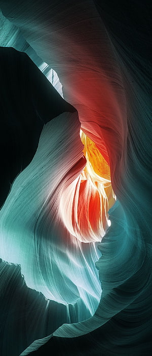 Antelope Canyon Slot Canyon with Vibrant Orange and Teal Sandstone Walls HD phone wallpaper