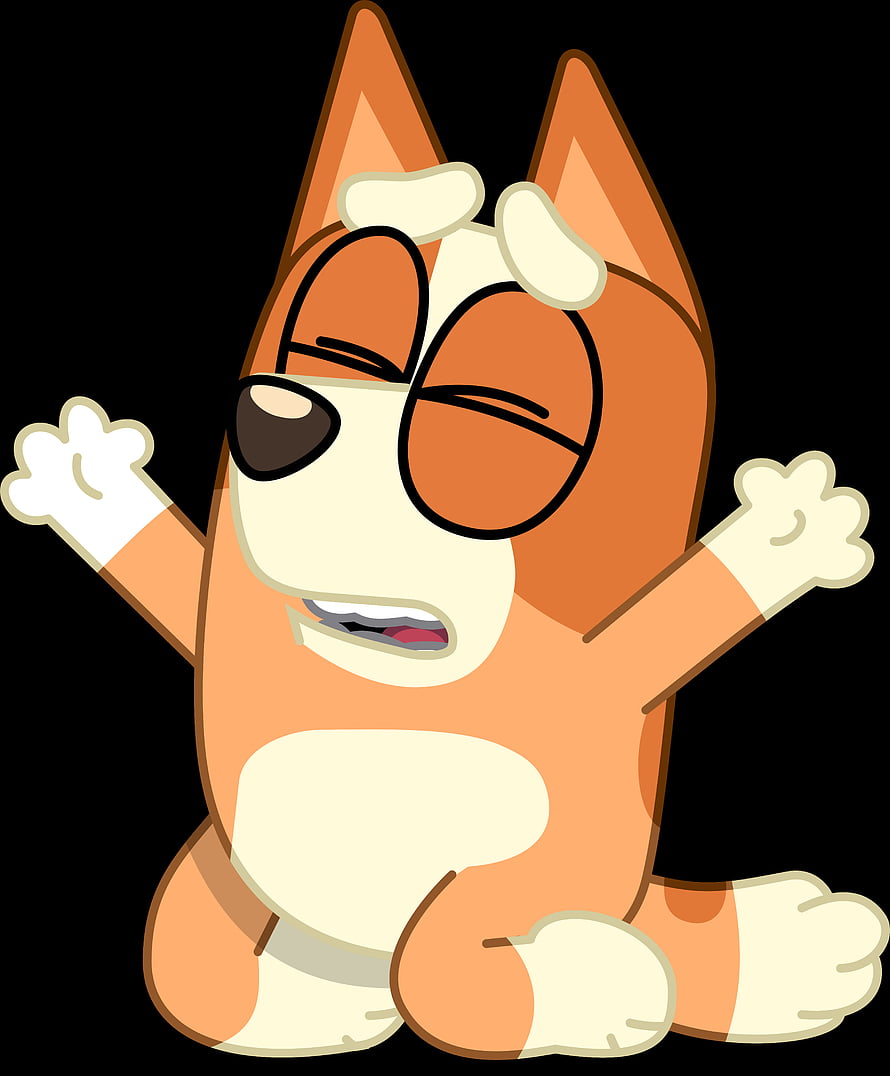 Bingo Heeler Cartoon Character with Arms Raised and Closed Eyes HD phone wallpaper