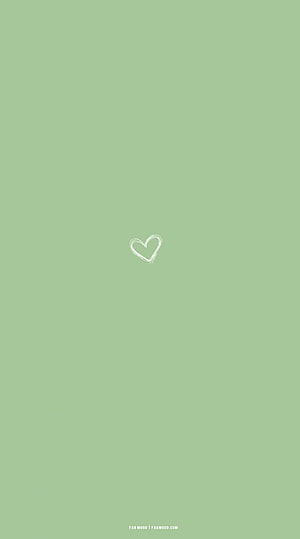 Minimalist Sage Green Background with Hand-Drawn White Heart Outline HD phone wallpaper