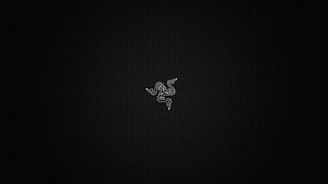 Razer Triple Headed Snake Logo on Black Hexagonal Mesh Background HD wallpaper