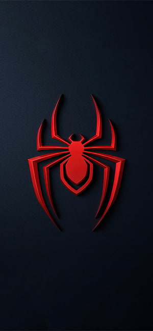 Miles Morales Spider-Man Red Spider Emblem on Dark Navy Background, spider man miles morales logo X, miles morales 11 HD phone wallpaper