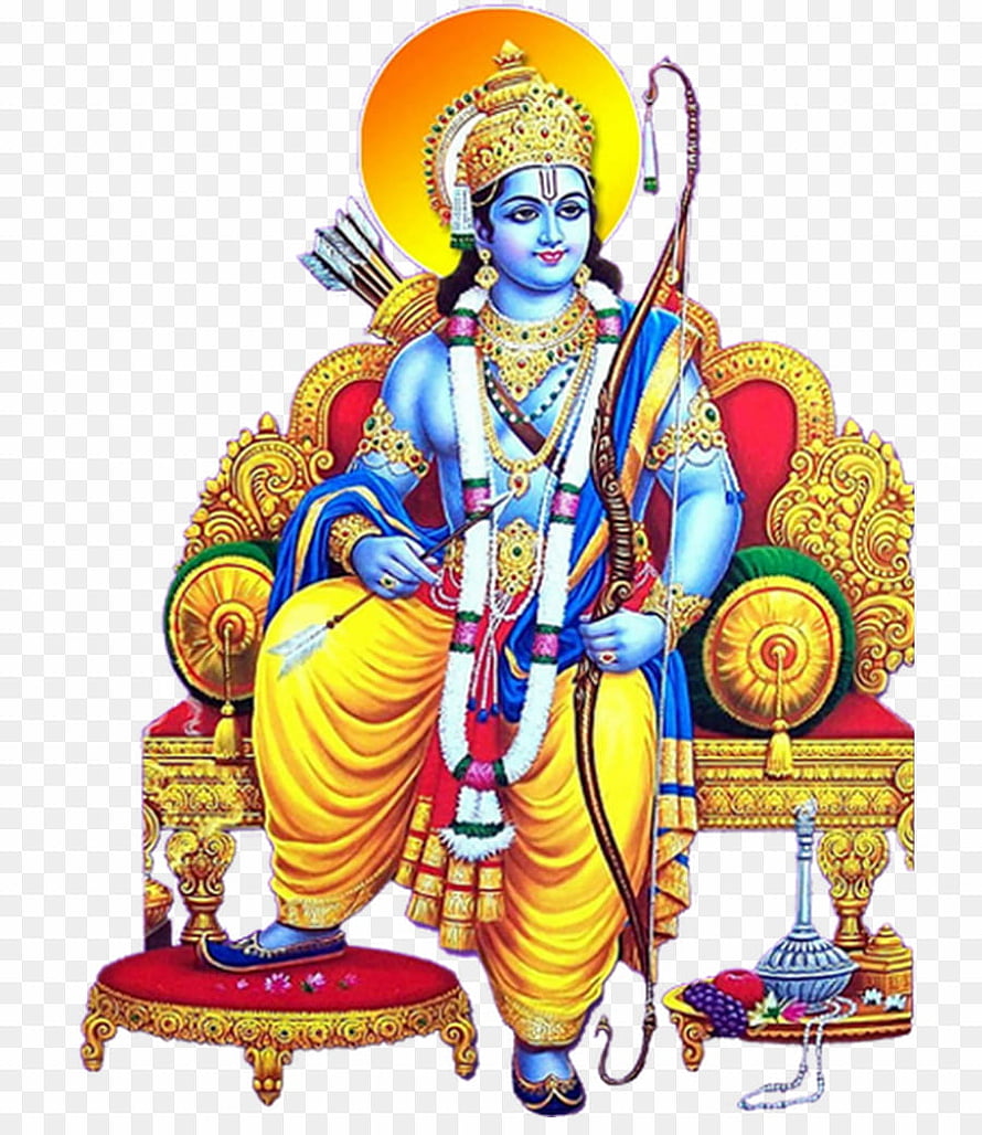 Lord Rama Seated on Golden Throne with Bow and Arrows in Traditional Indian Art HD phone wallpaper