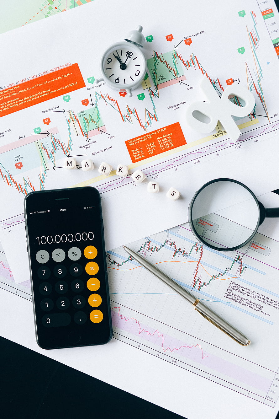 Stock Market Trading Desk with Candlestick Charts, Calculator, and Financial Analysis Tools HD phone wallpaper