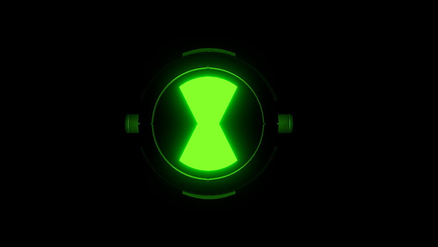 Glowing Green Omnitrix Symbol from Ben 10 on Black Background HD wallpaper