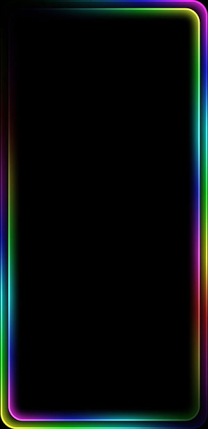 Vibrant Rainbow Neon Glow Border on Black Background HD phone wallpaper