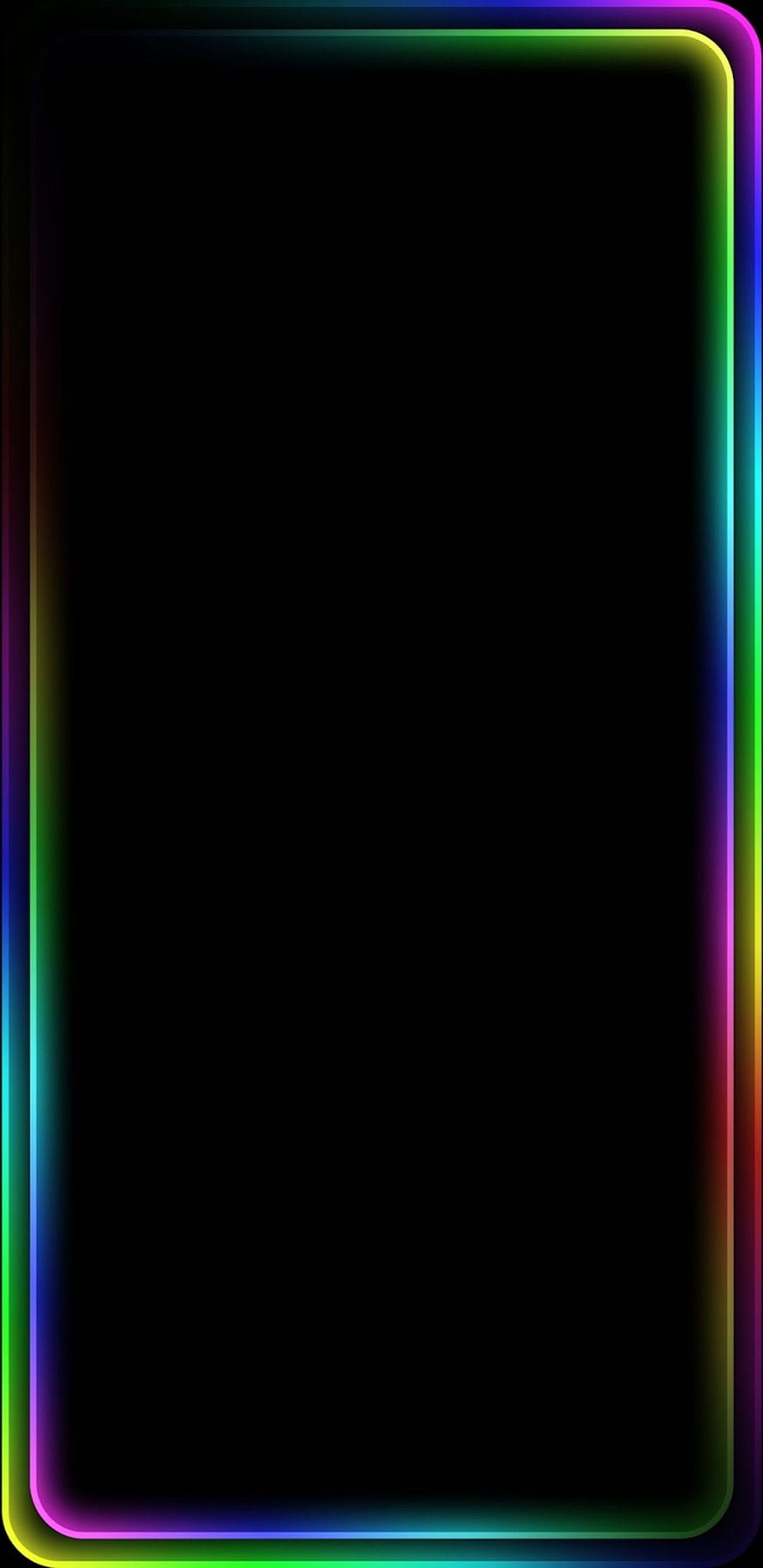 Vibrant Rainbow Neon Glow Border on Black Background HD phone wallpaper