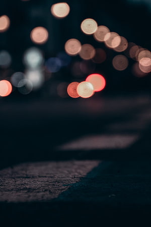 Night City Bokeh Lights on Wet Asphalt Road Surface HD phone wallpaper