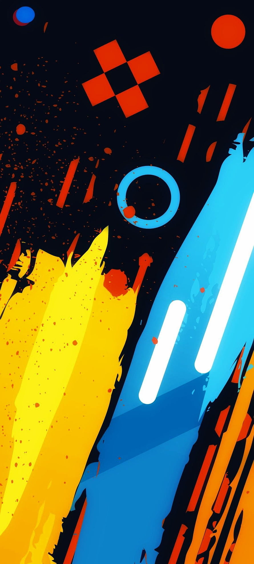 Vibrant Abstract Digital Art with Geometric Shapes and Bold Color Blocks HD phone wallpaper