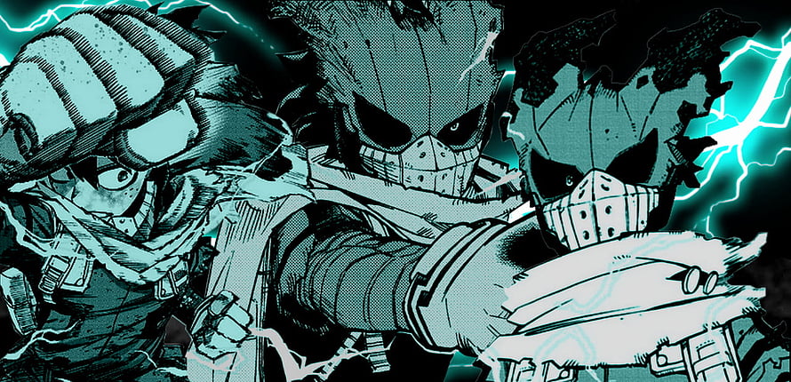 Rogue Vigilante Deku Anime Illustration with Electric Energy and Tactical Gear HD wallpaper