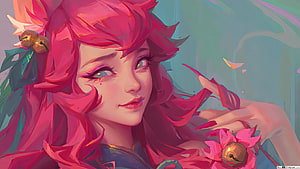 Spirit Blossom Ahri from League of Legends in Vibrant Pink Digital Art HD wallpaper